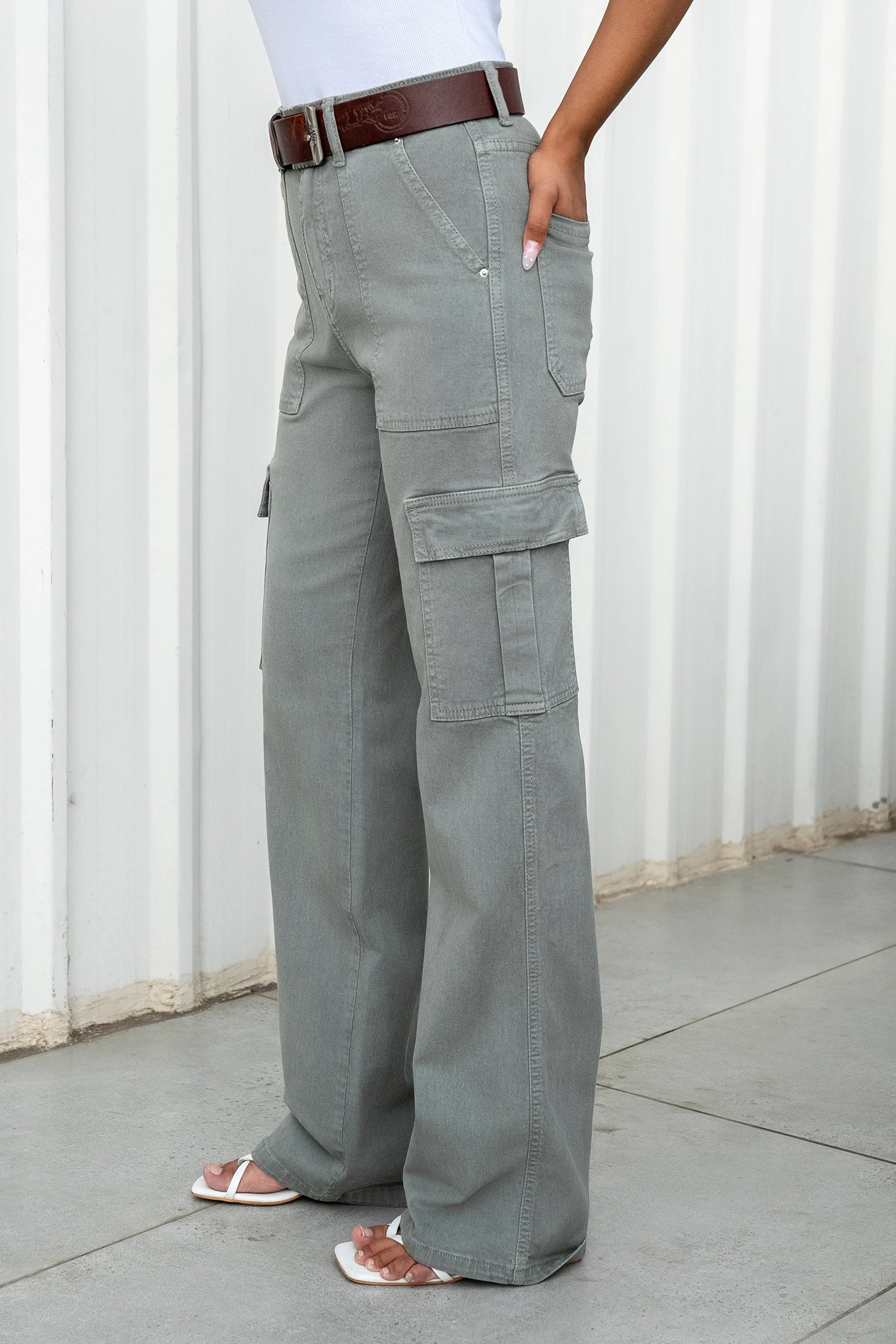 Moss Green Cargo Denim