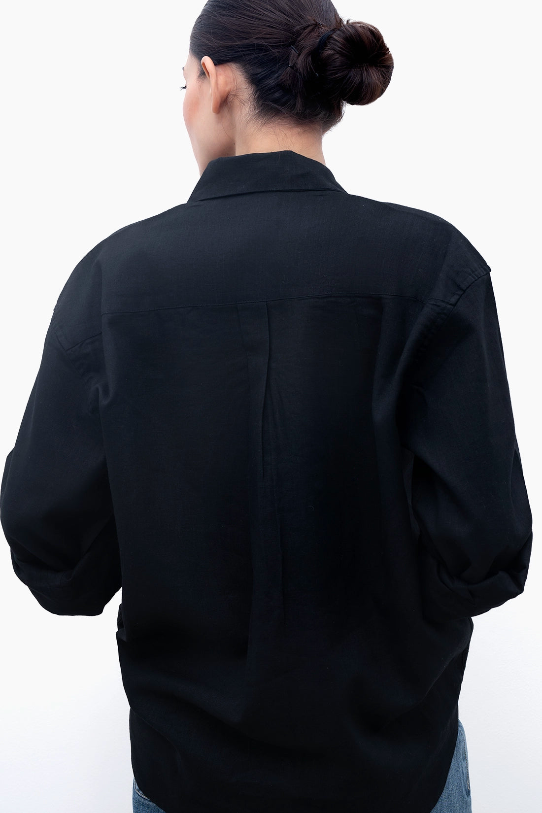 100% Linen Oversized Shirt - Black