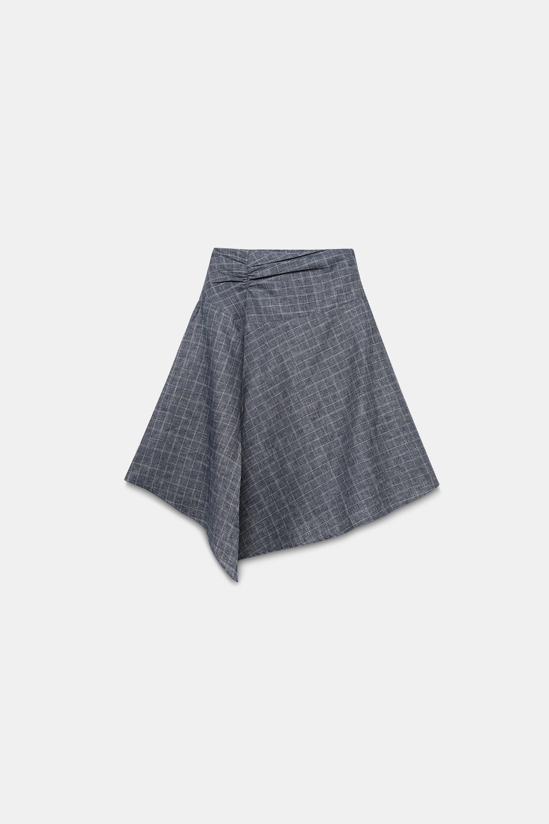 Asymmetric Checkered Slit Skirt