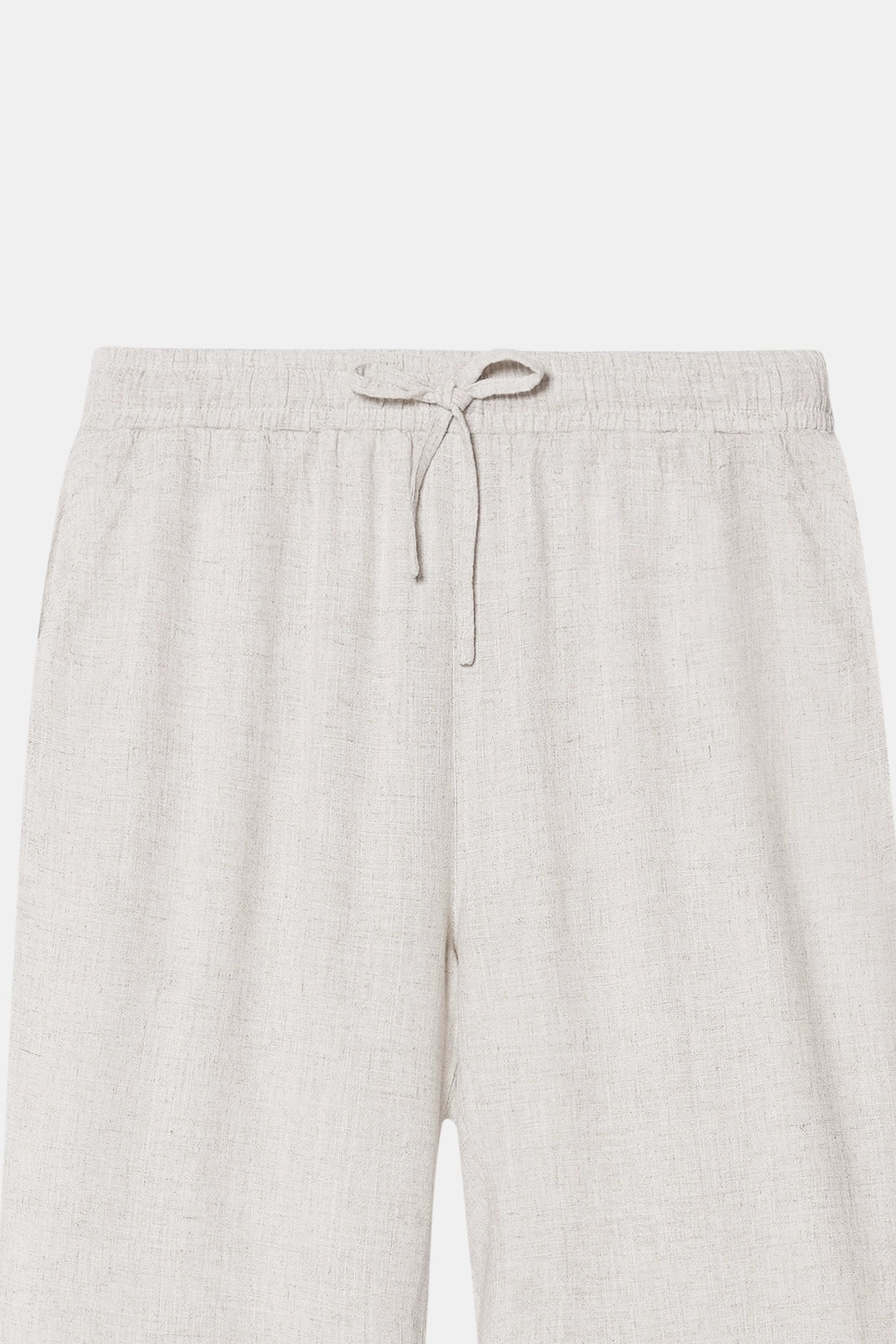 Beige Linen Drawstring Pants