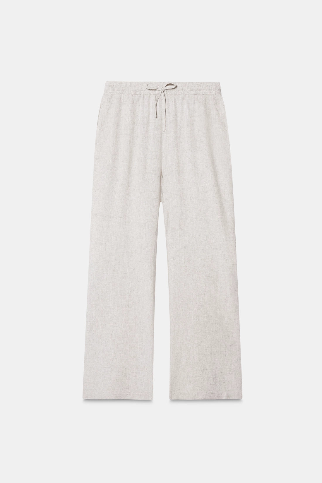 Beige Linen Drawstring Pants