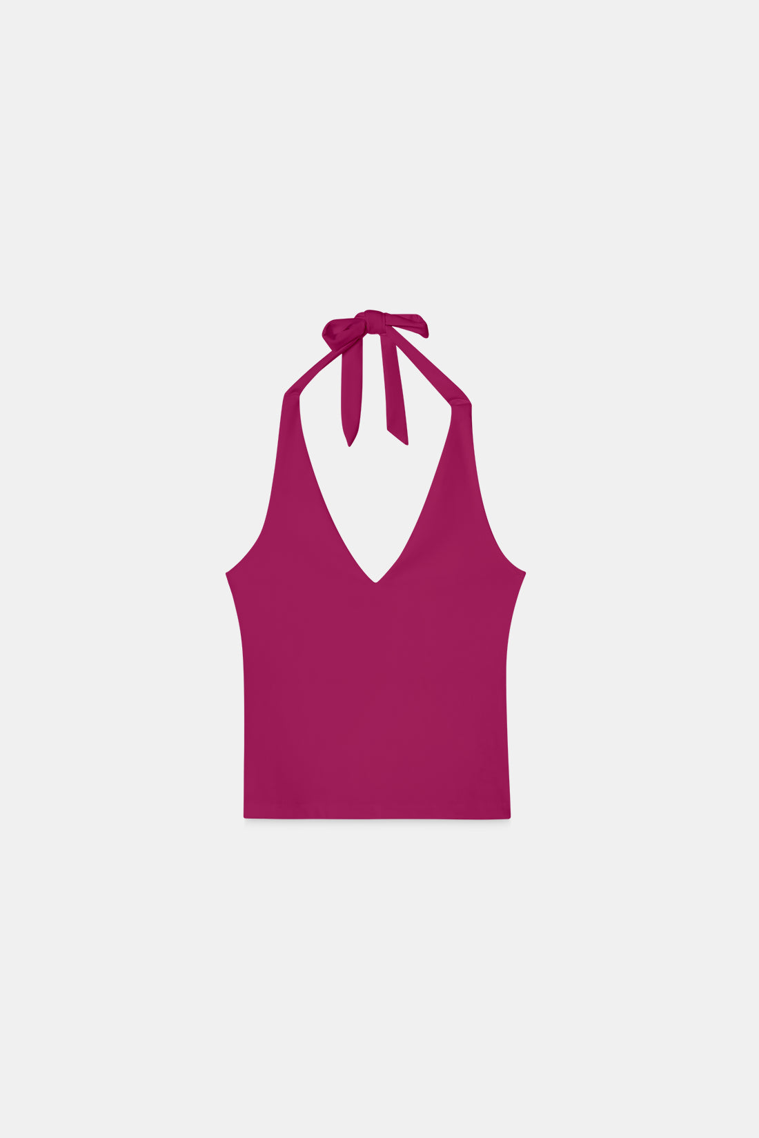 Berry Pink Halter-Neck Polyamide Top