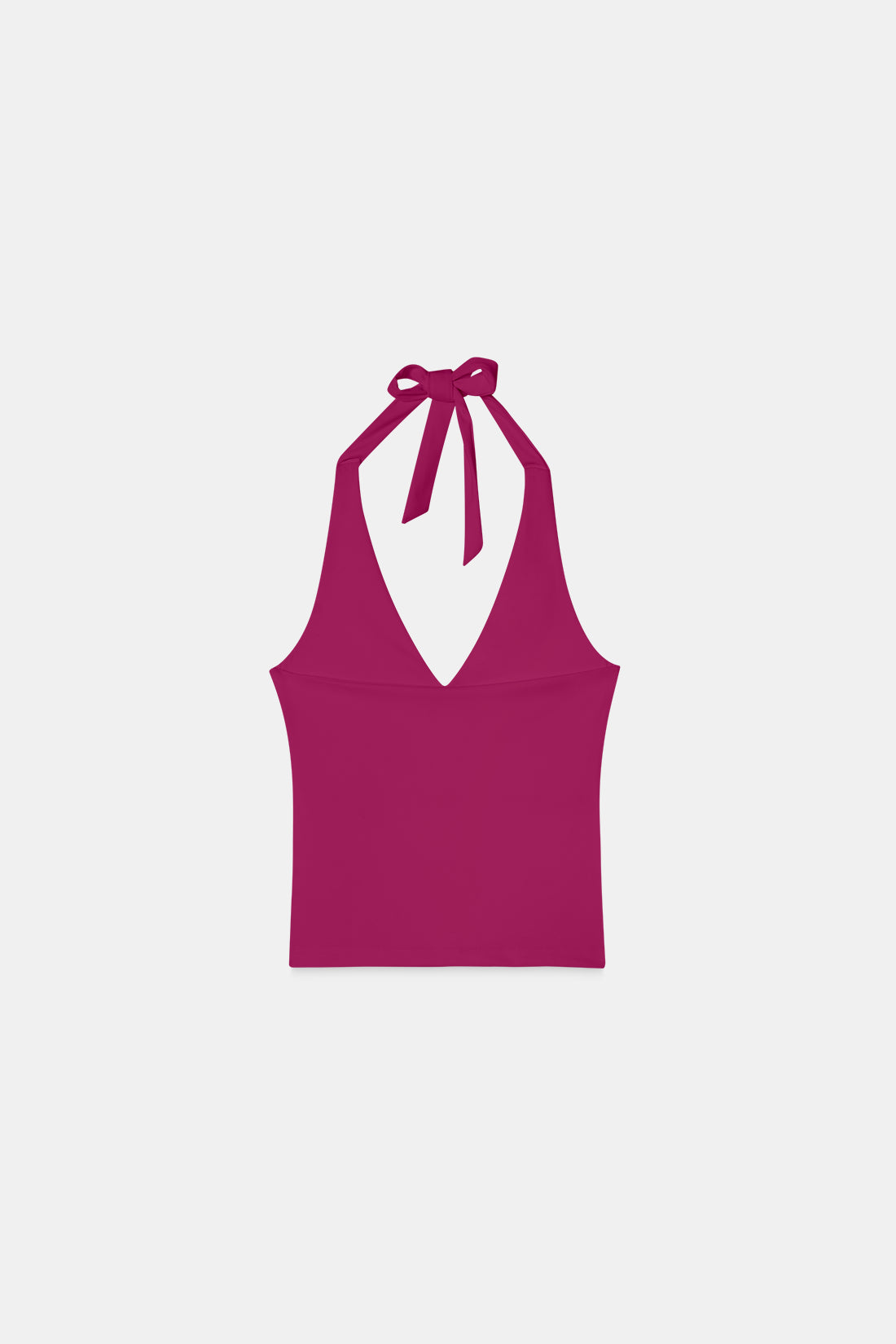 Berry Pink Halter-Neck Polyamide Top