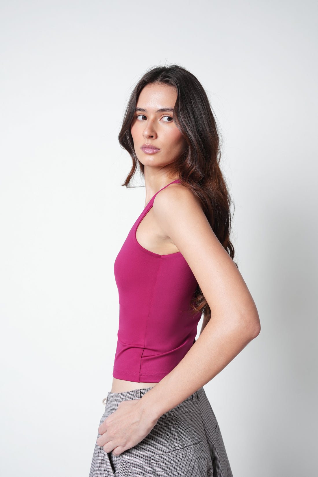 Berry Pink Polyamide Tank Top