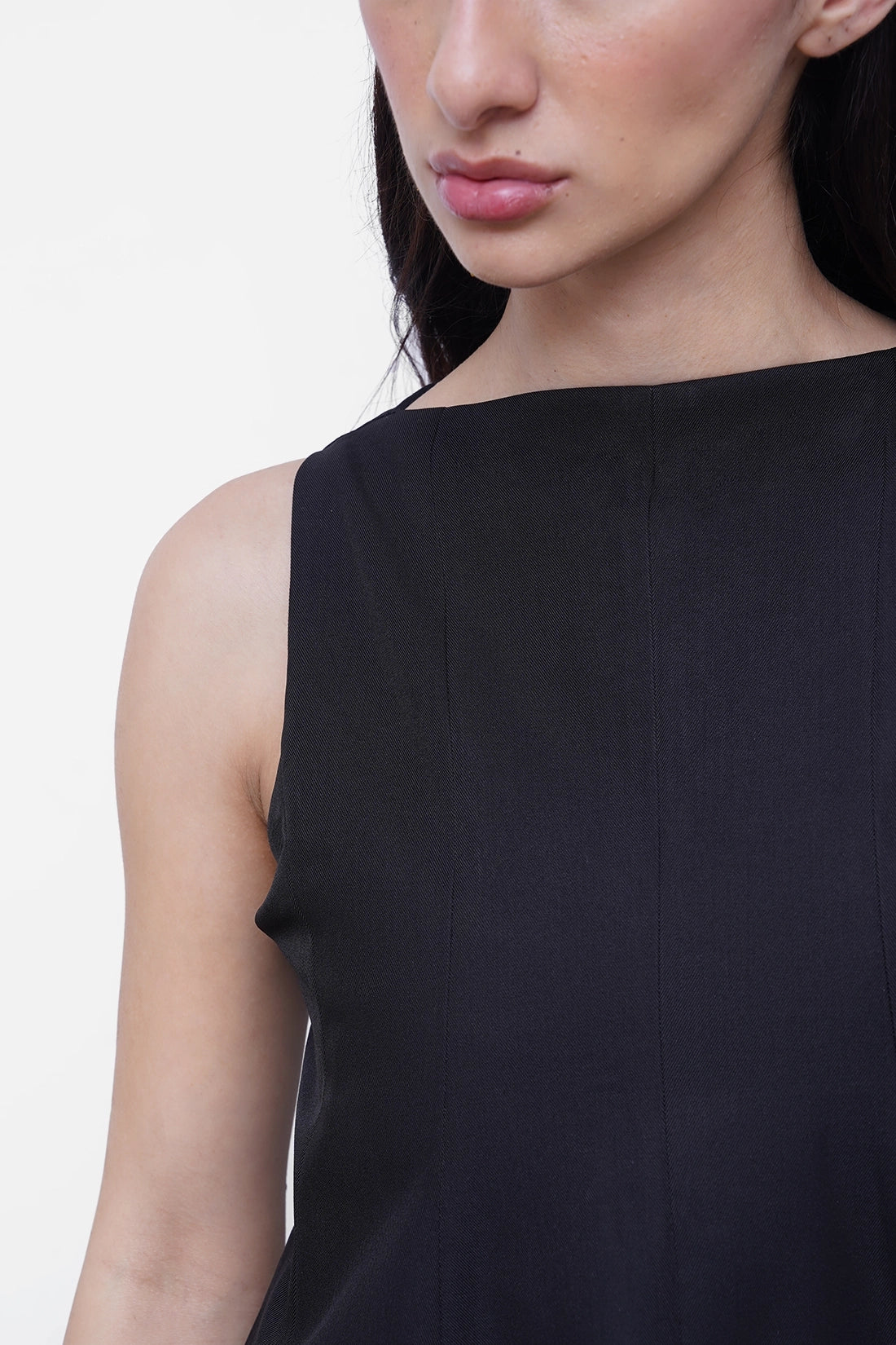Black Panelled Peplum Top
