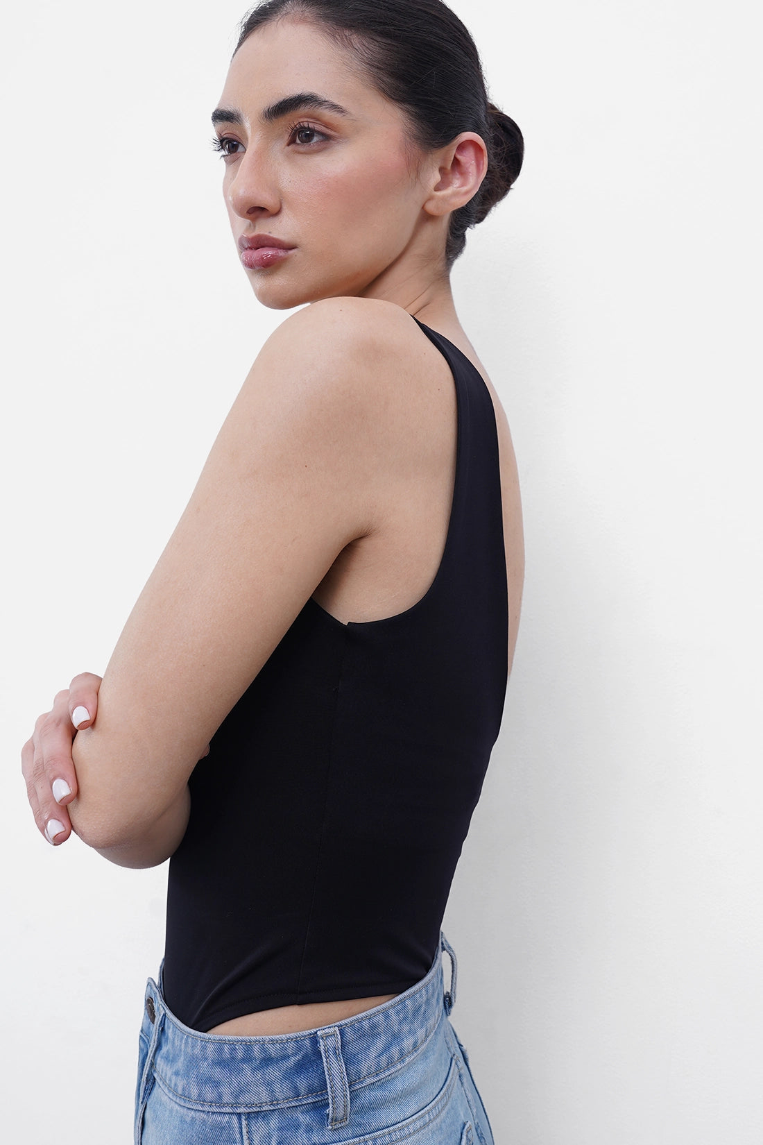 Black Deep-Back Polyamide Bodysuit