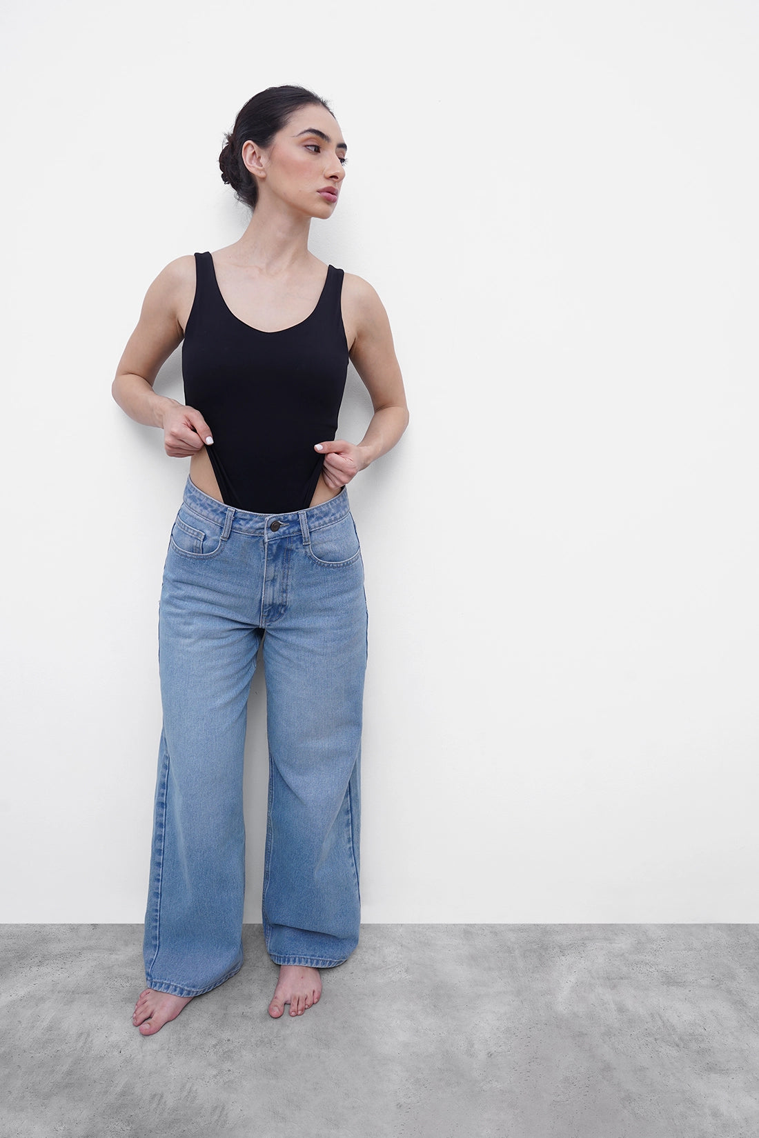 Black Deep-Back Polyamide Bodysuit