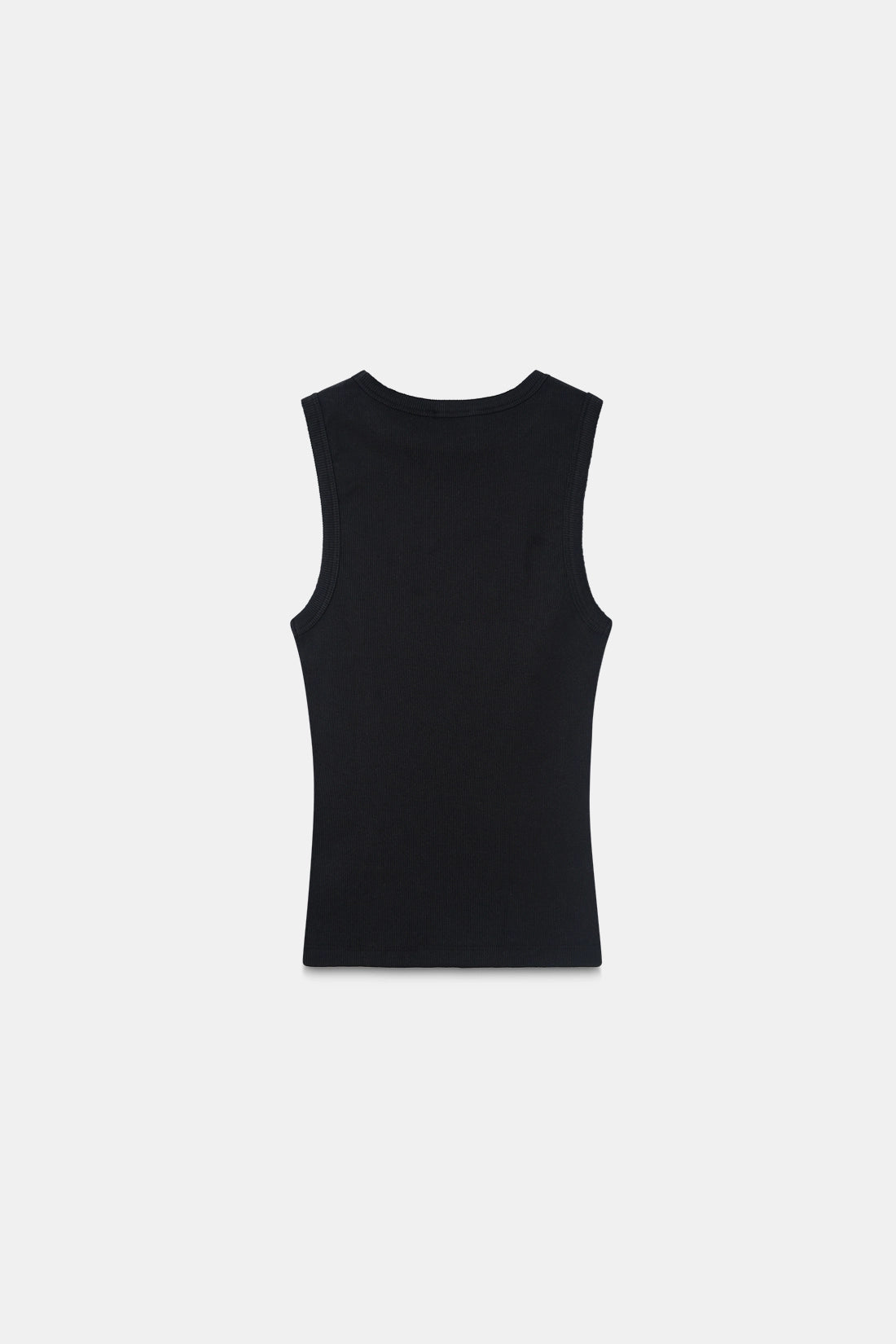 Black Ribbed Round Neck Top