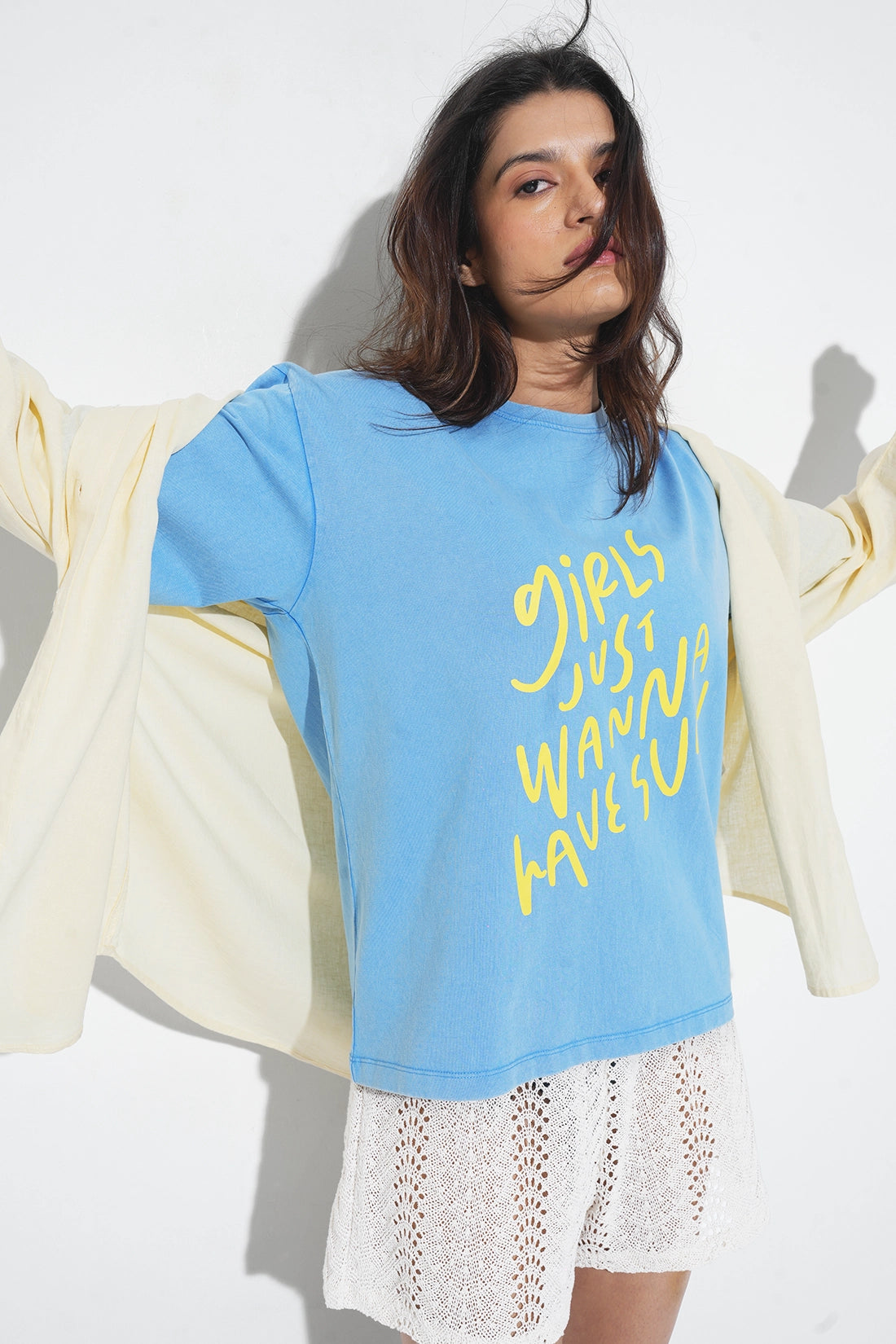Blue Acid Wash Relaxed T-Shirt