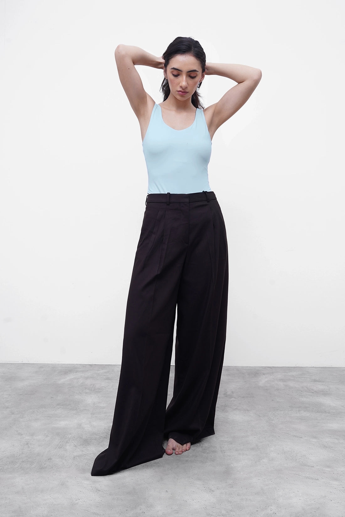 Blue Deep-Back Polyamide Bodysuit