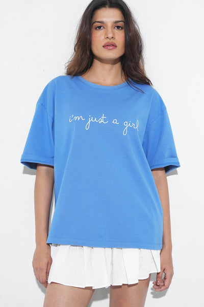 Blue Graphic Oversized T-Shirt