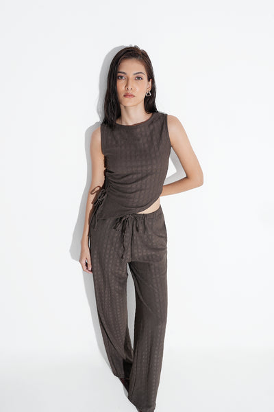 Brown Ruched Co-ord Set