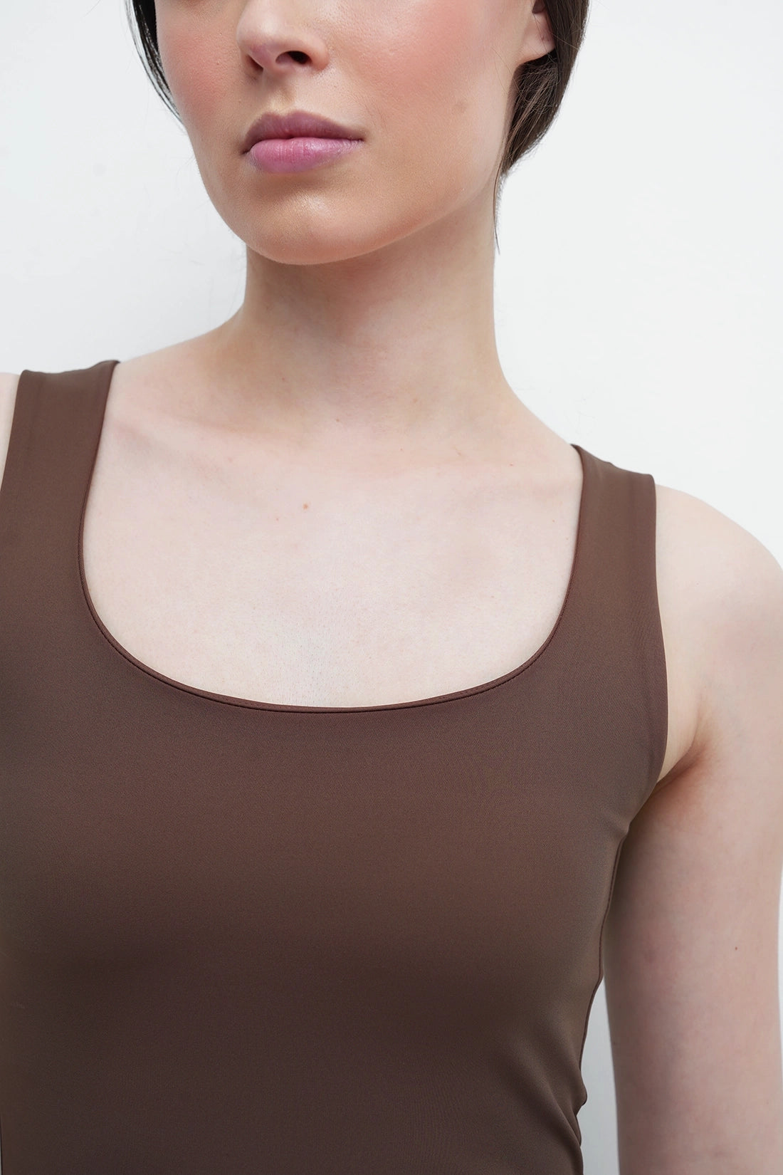 Mocha Taupe Polyamide Tank Top