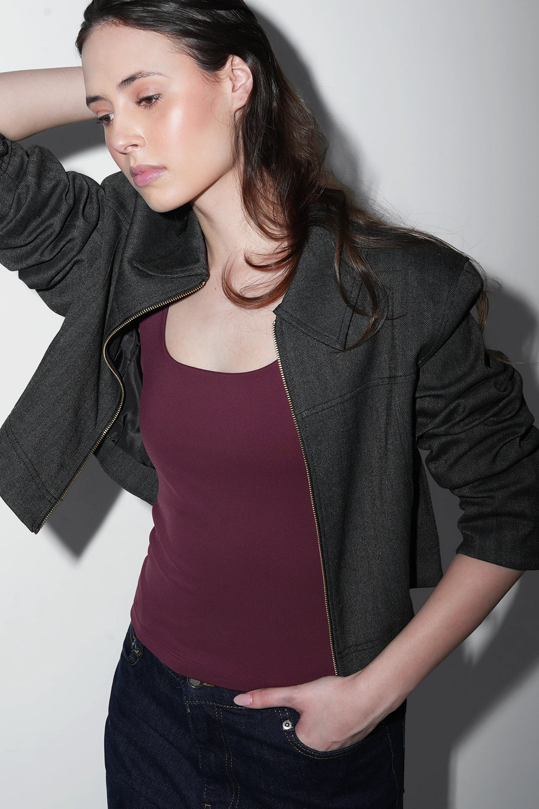 Burgundy Polyamide Tank Top