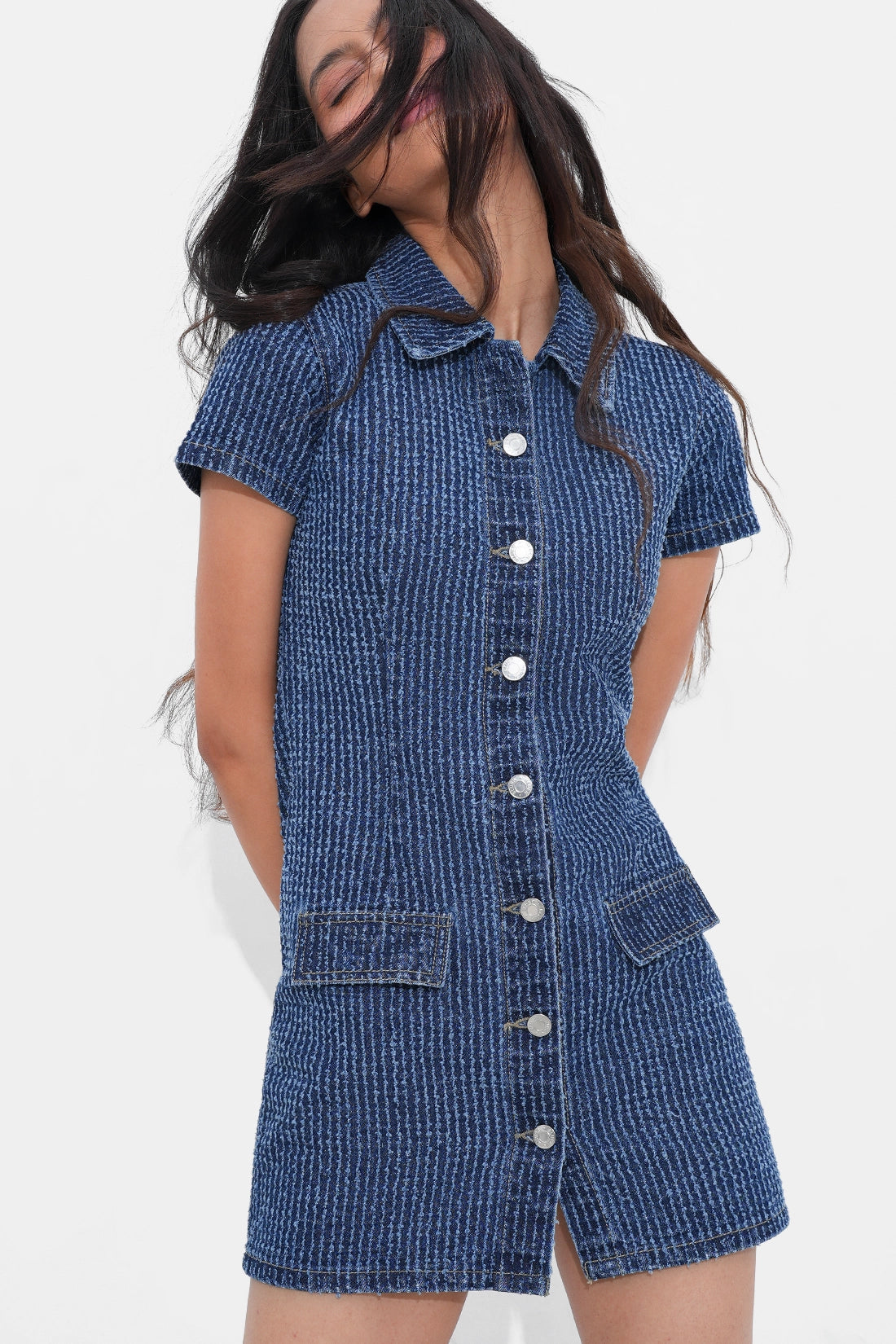 Blue Handwork Denim Dress