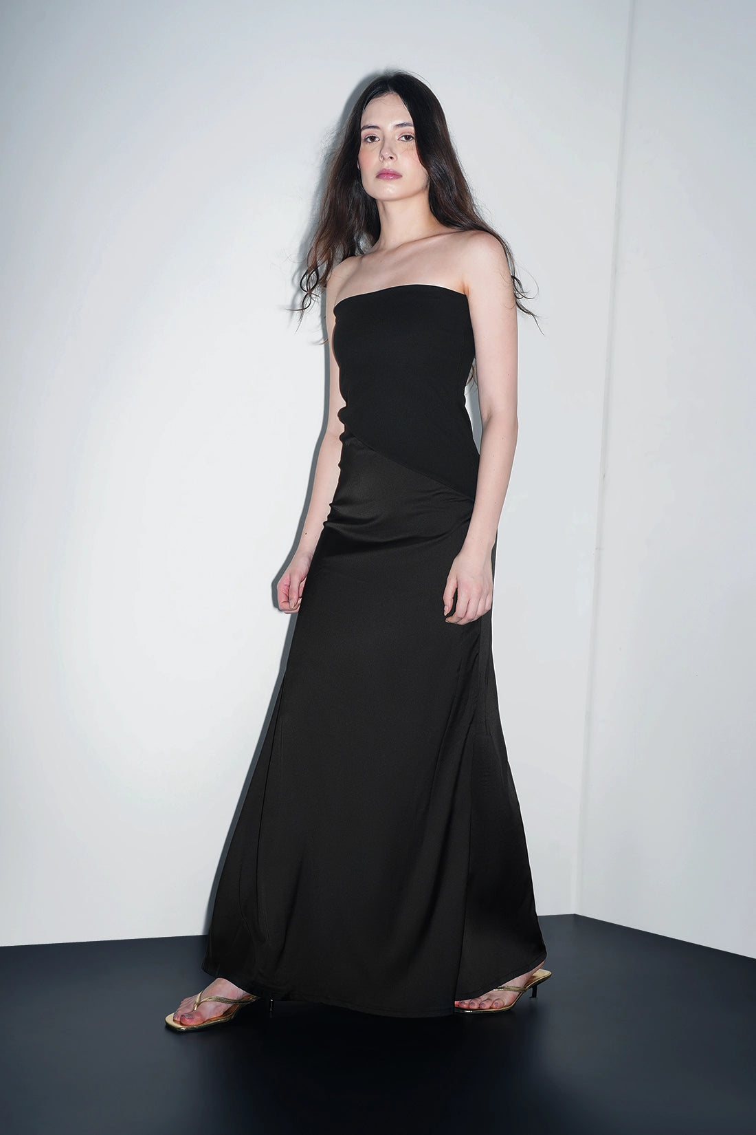 Black Asymmetric Maxi Dress