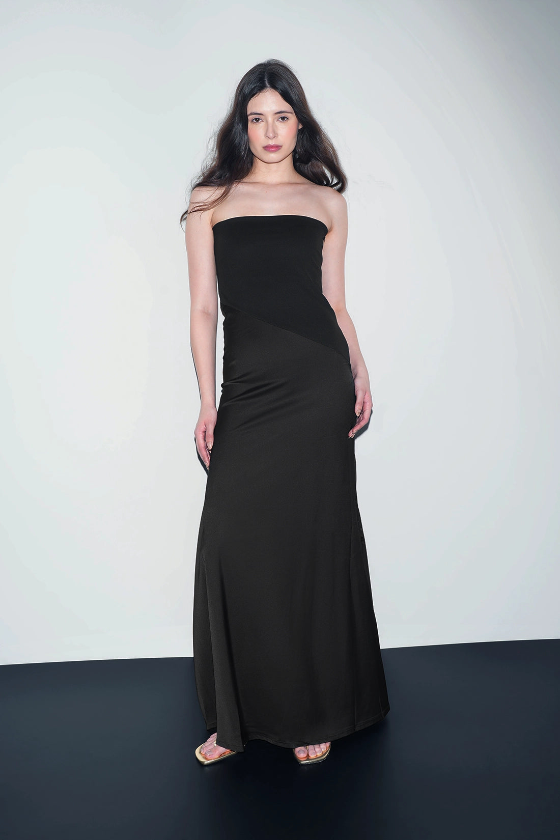 Black Asymmetric Maxi Dress