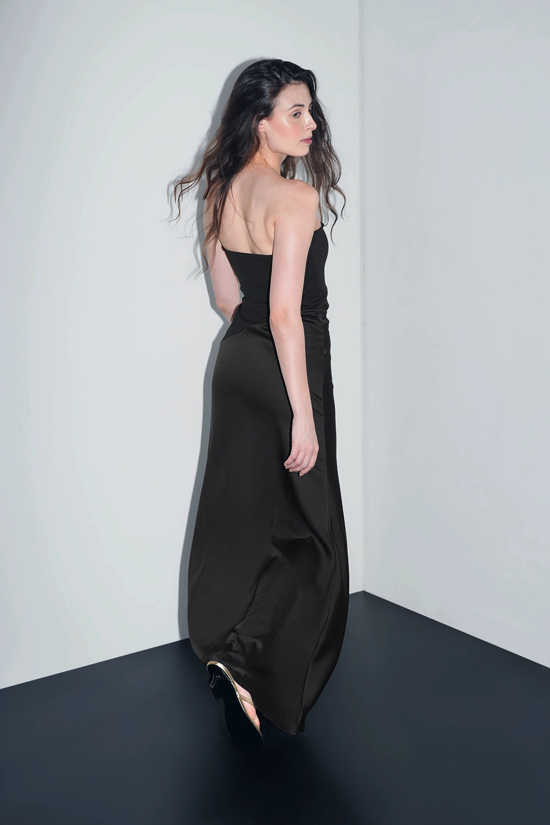 Black Asymmetric Maxi Dress