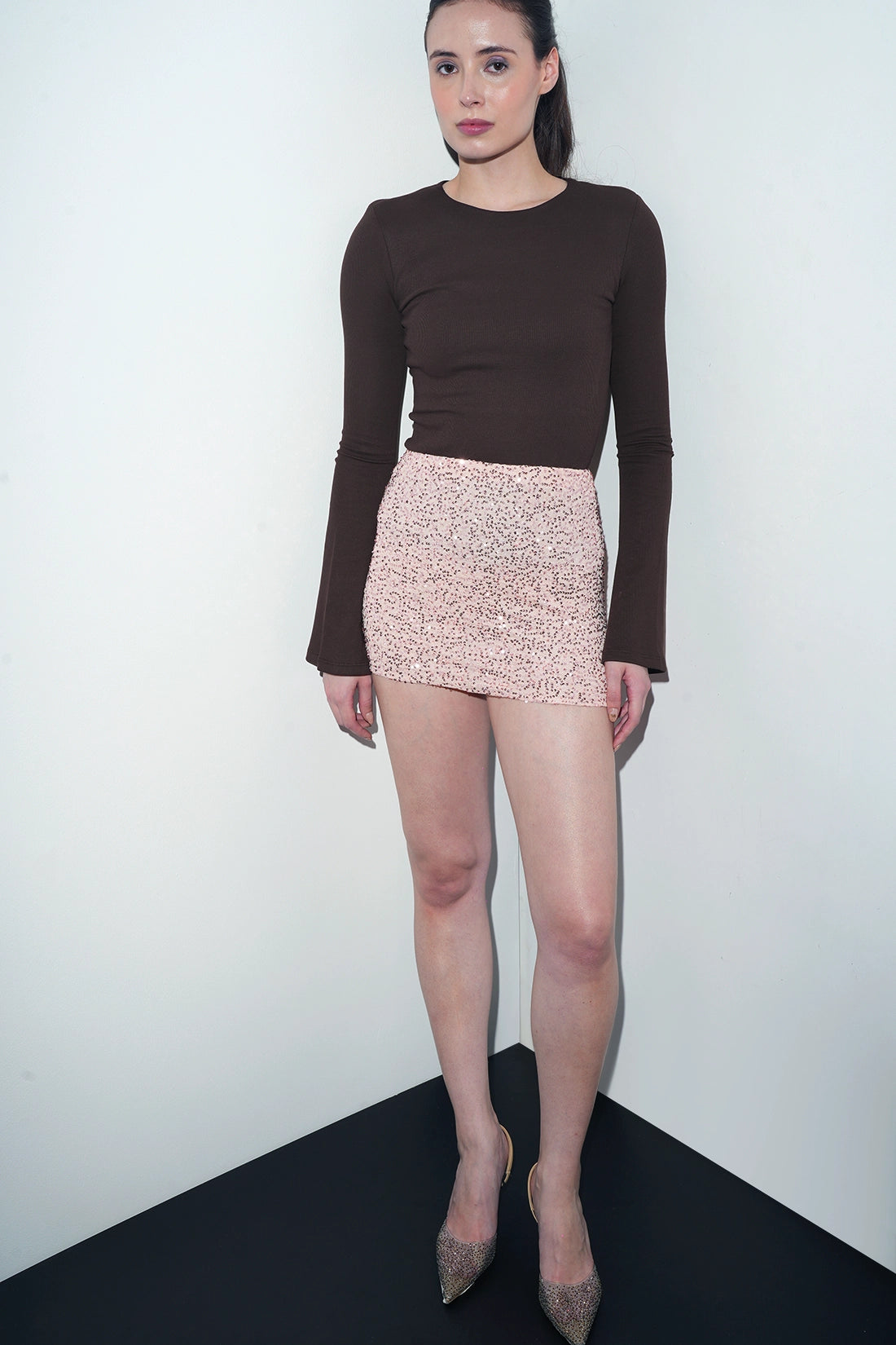 Pink Sequin Mini Skirt