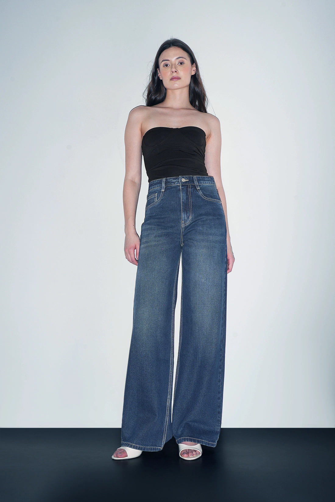 Dark Blue High-Rise Straight Jeans