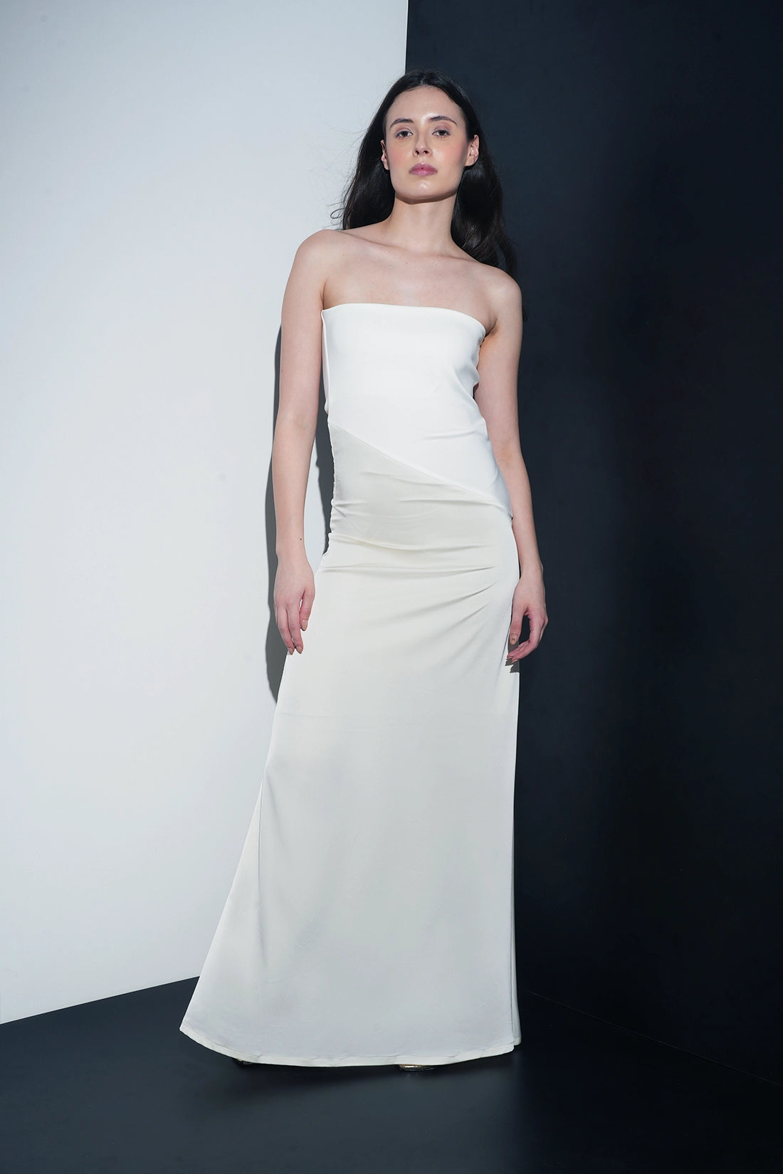 White Asymmetric Maxi Dress