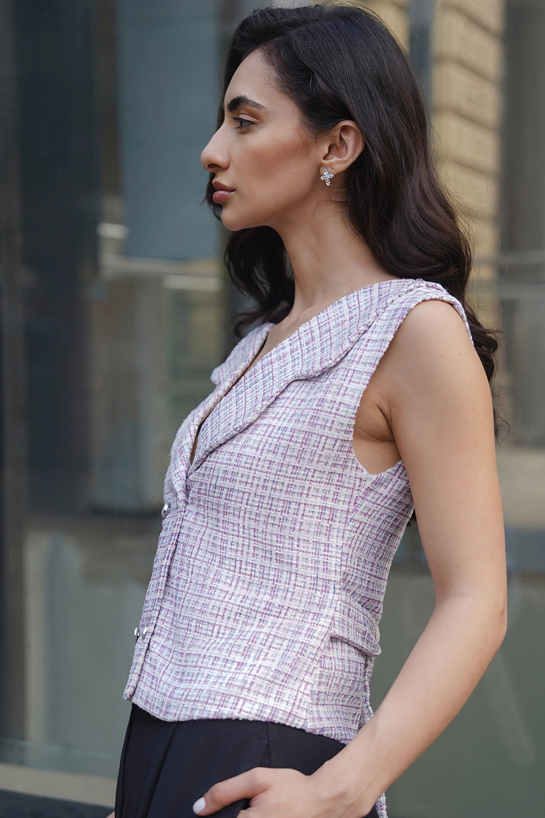 Double Breasted Tweed Waistcoat