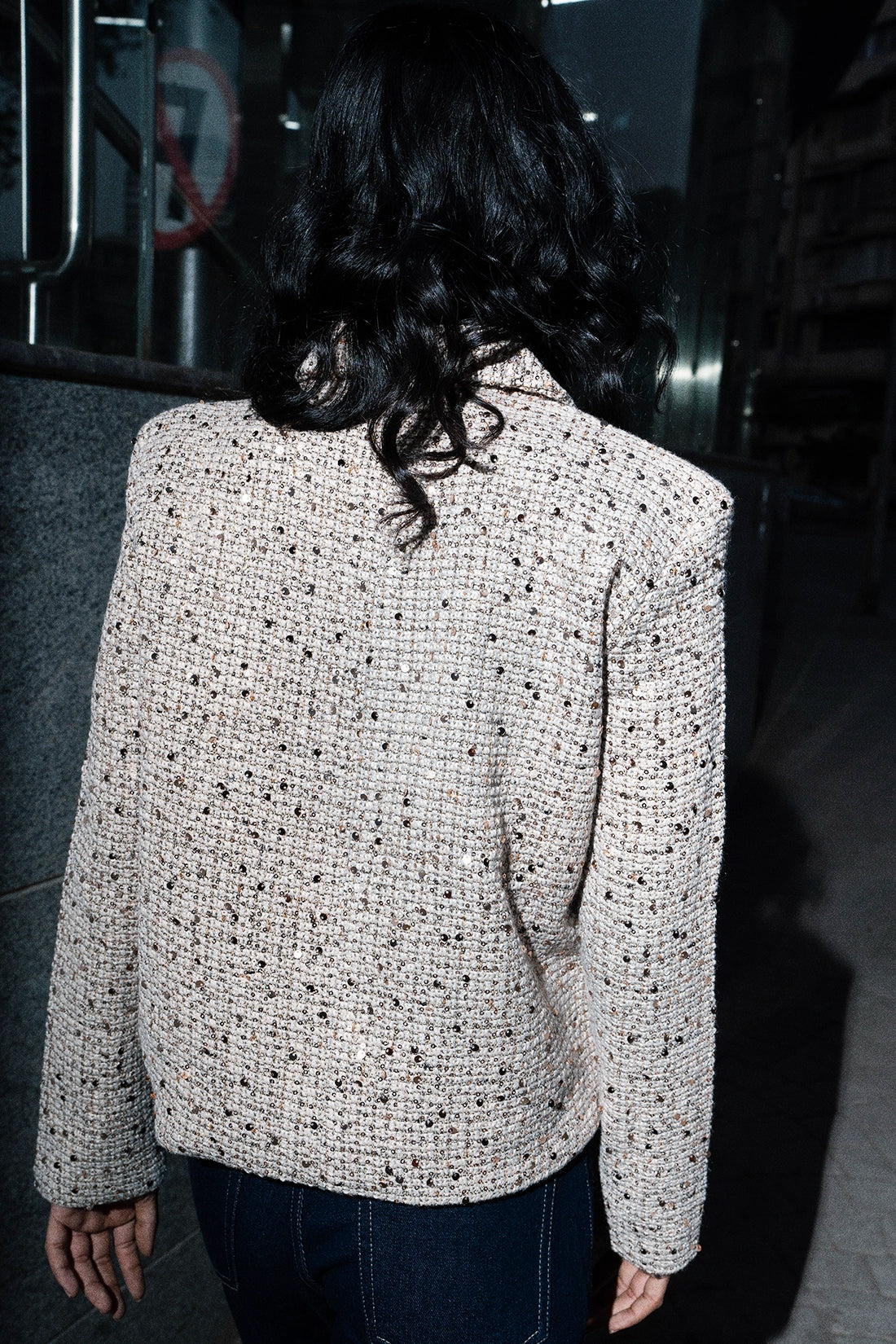 Gold-Sequined Tailored Shacket