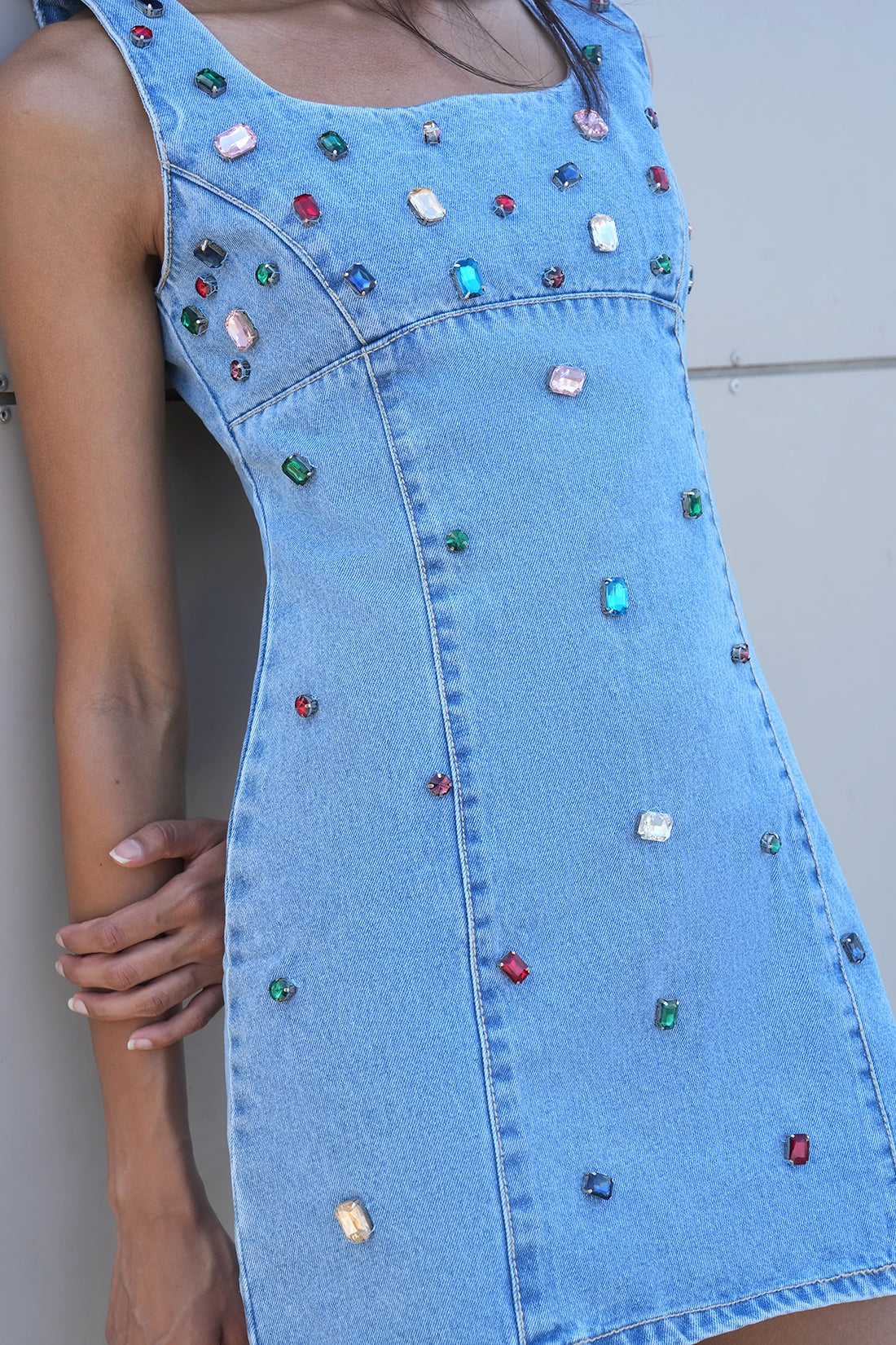 Handcrafted Gemstone Mini Dress