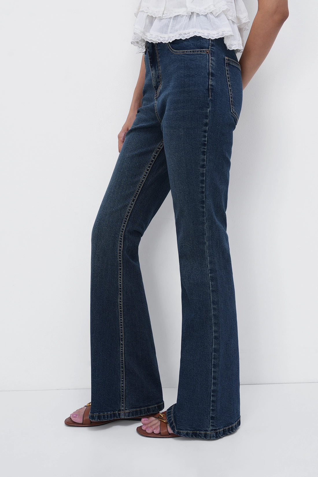High-Rise Tinted Blue Flared Jeans