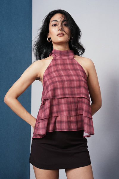 Layered Checkered Top