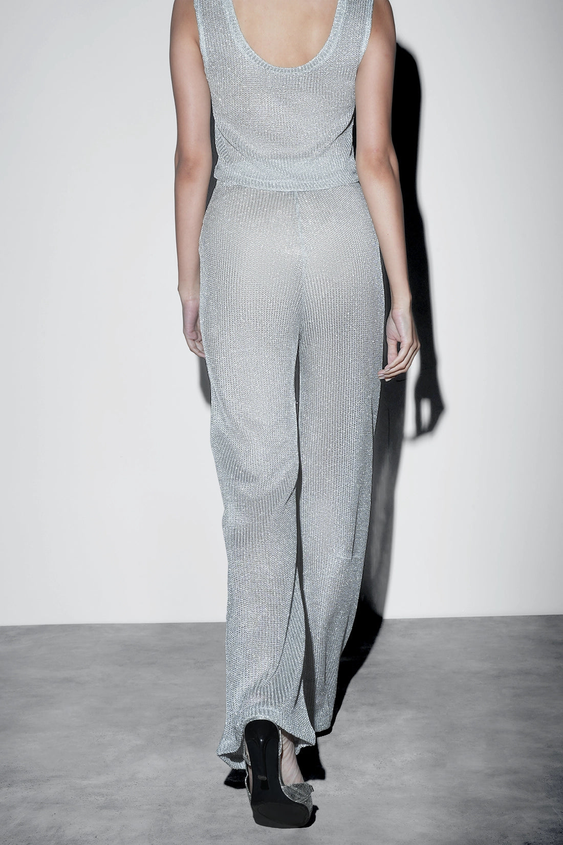 Metallic Knit Co-ord Set – Silver