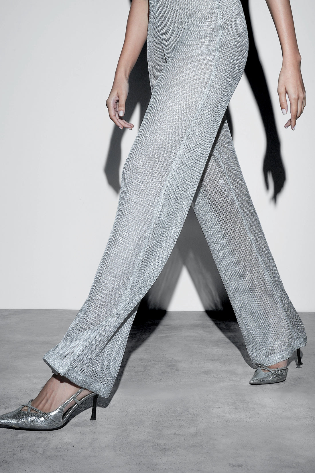 Metallic Knit Co-ord Set – Silver