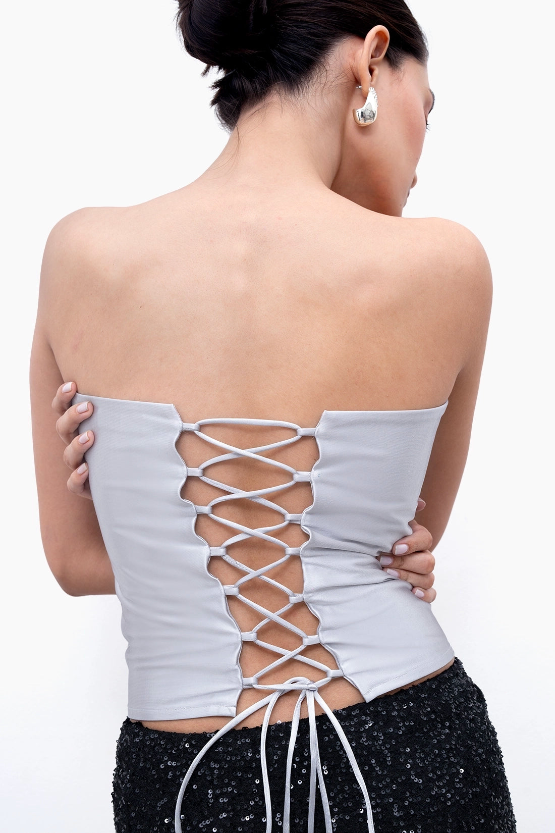 Metallic Silver Tube Top