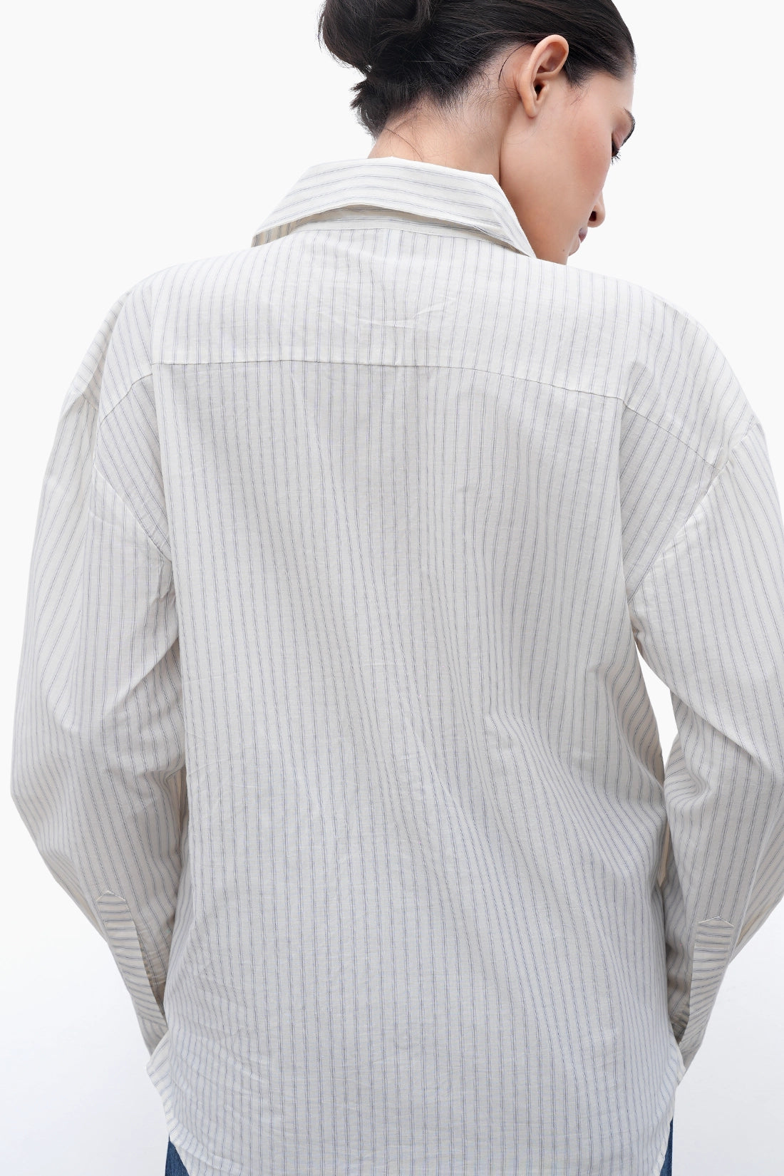 Oversized Double-Placket Striped Shirt