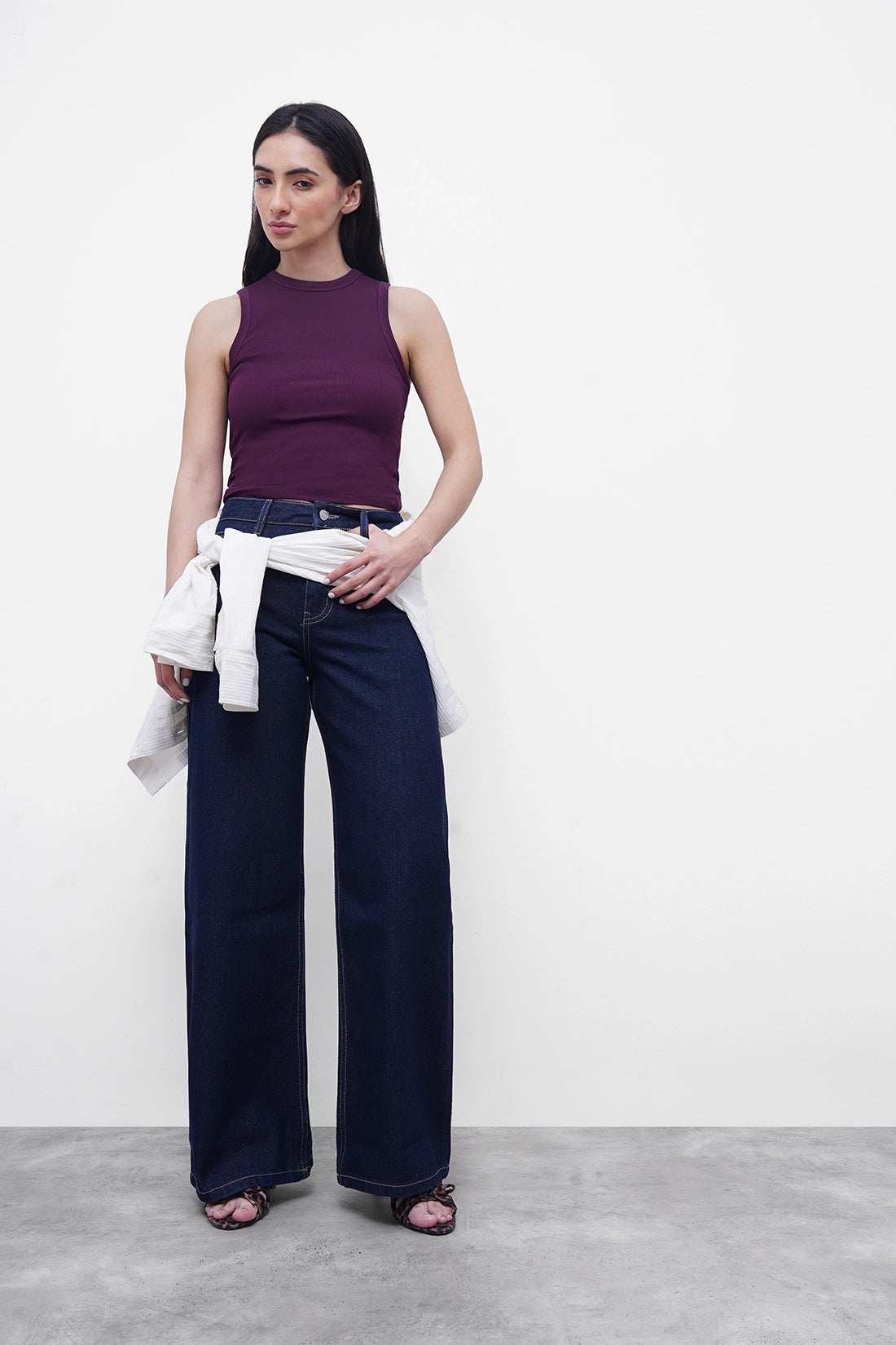 Plum Ribbed Round Neck Top