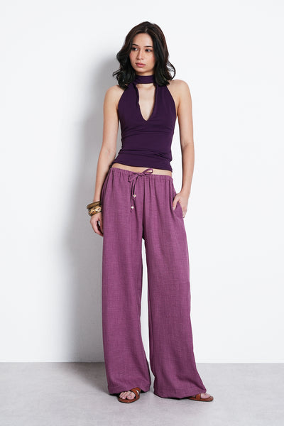 Pull-On Drawstring Trouser- Mauve