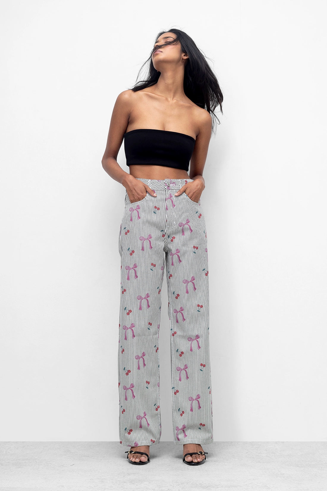 Bow Print Straight Fit Pants