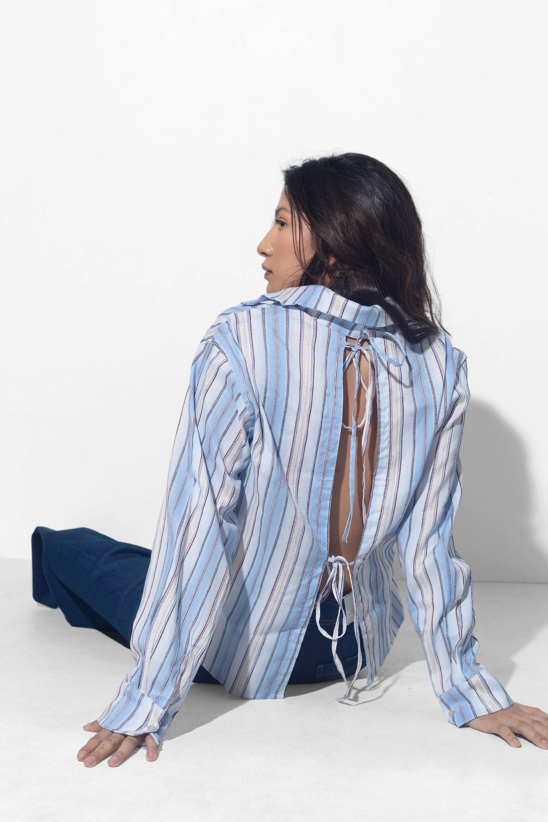 Blue Open Back Shirt