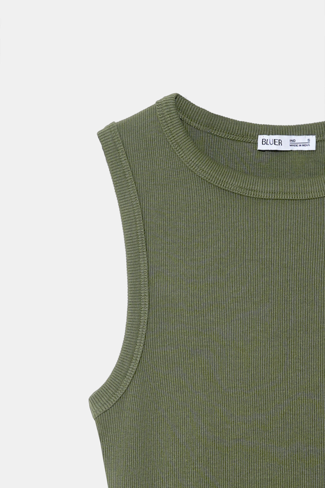 Sage Ribbed Round Neck Top