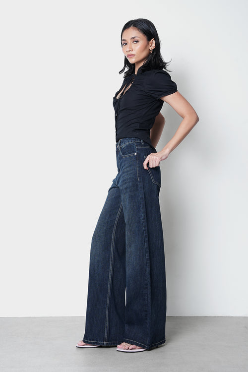 Slubbed Effect Straight Fit Jeans
