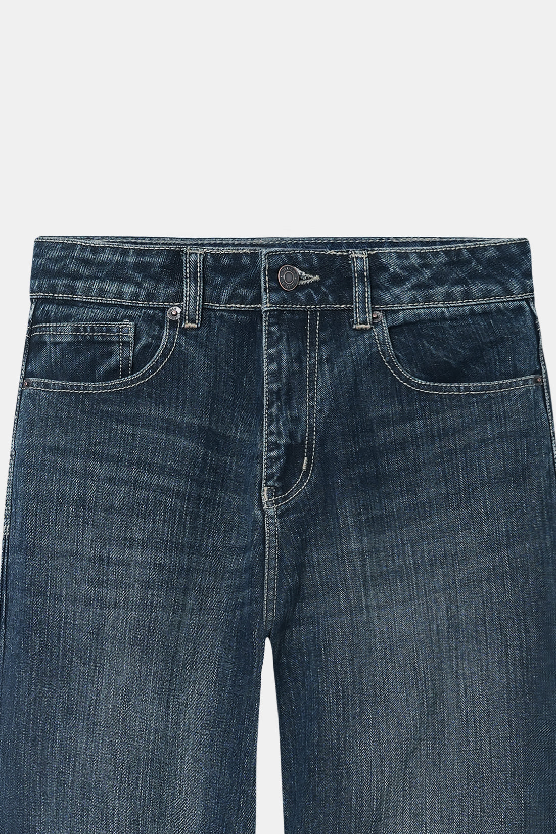 Slubbed Effect Straight Fit Jeans