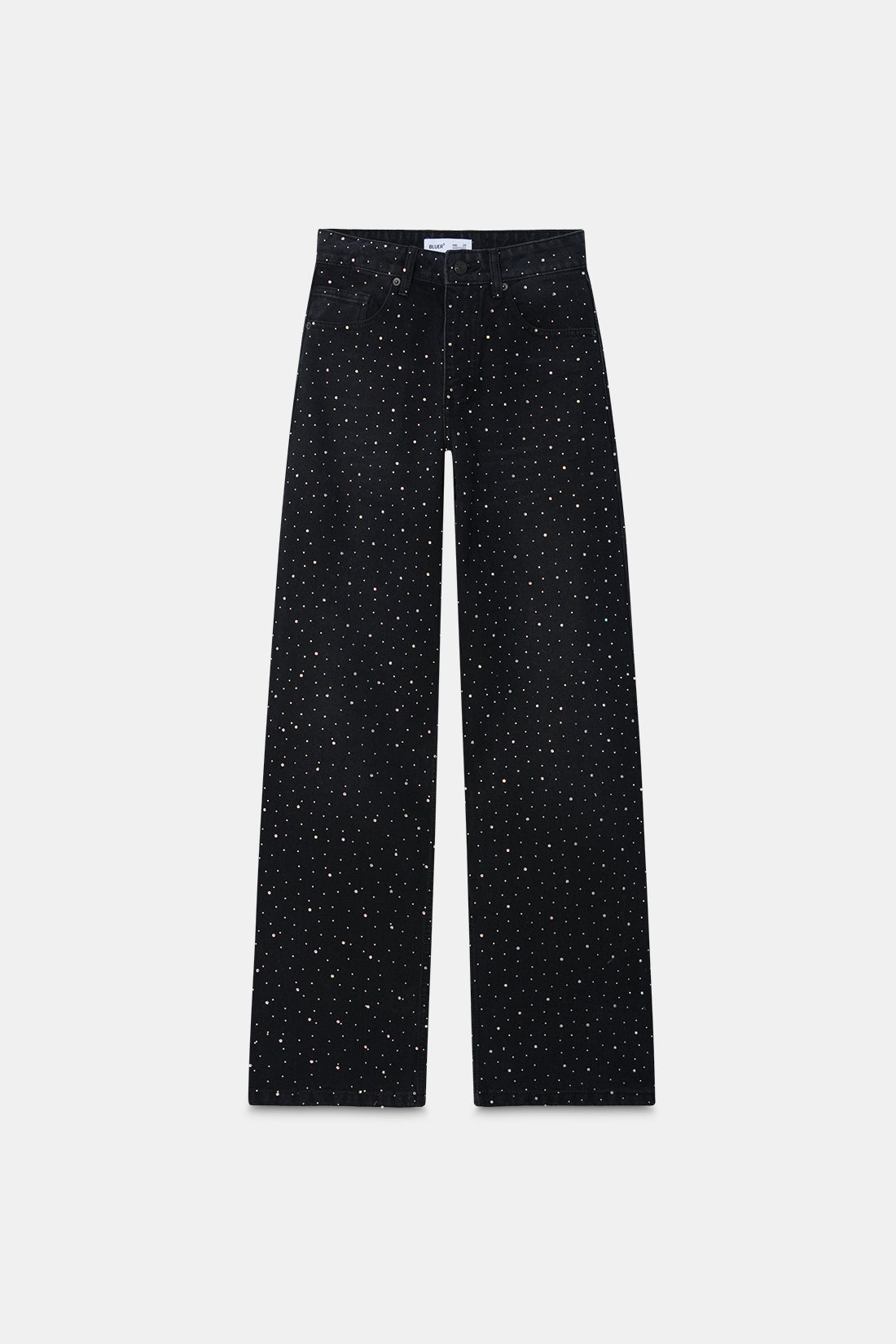 Studded High Rise Straight Jeans - Black