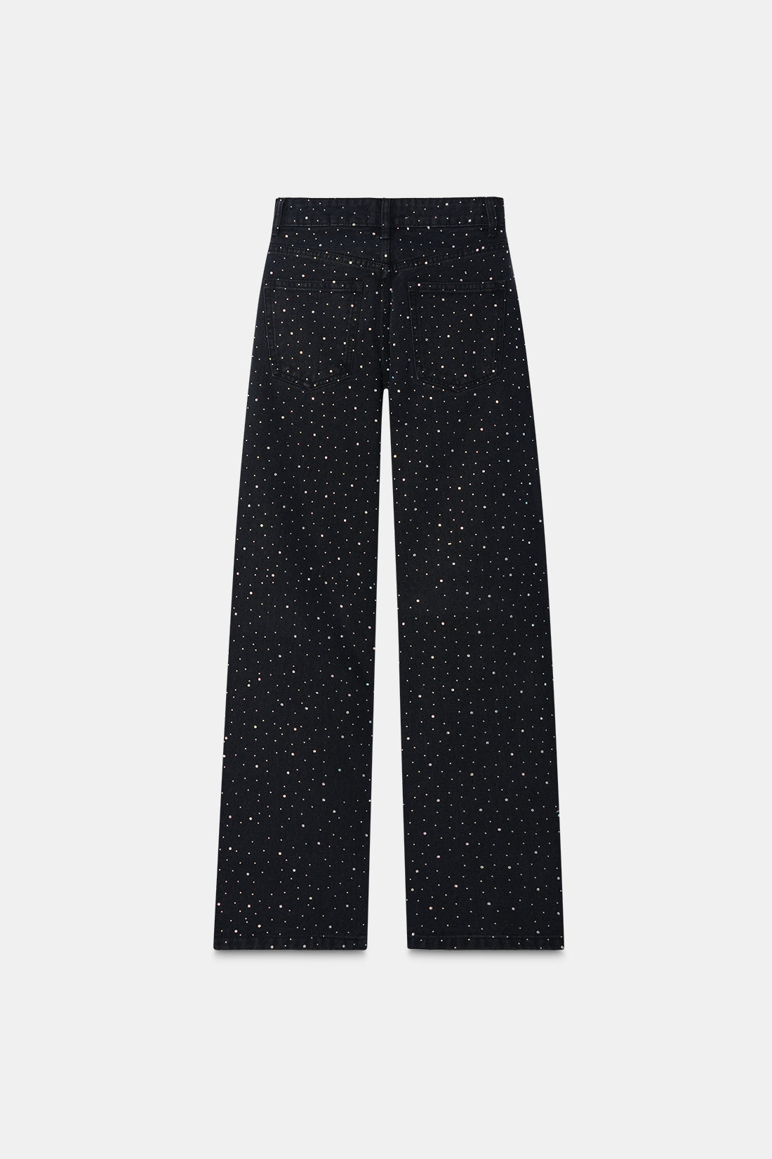 Studded High Rise Straight Jeans - Black