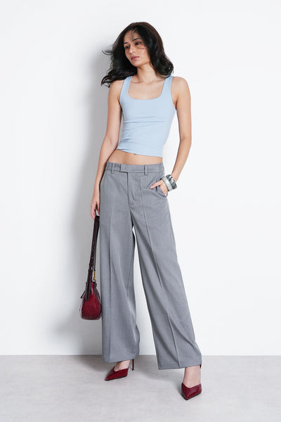 Tailored Crop Leg Trouser- Grey