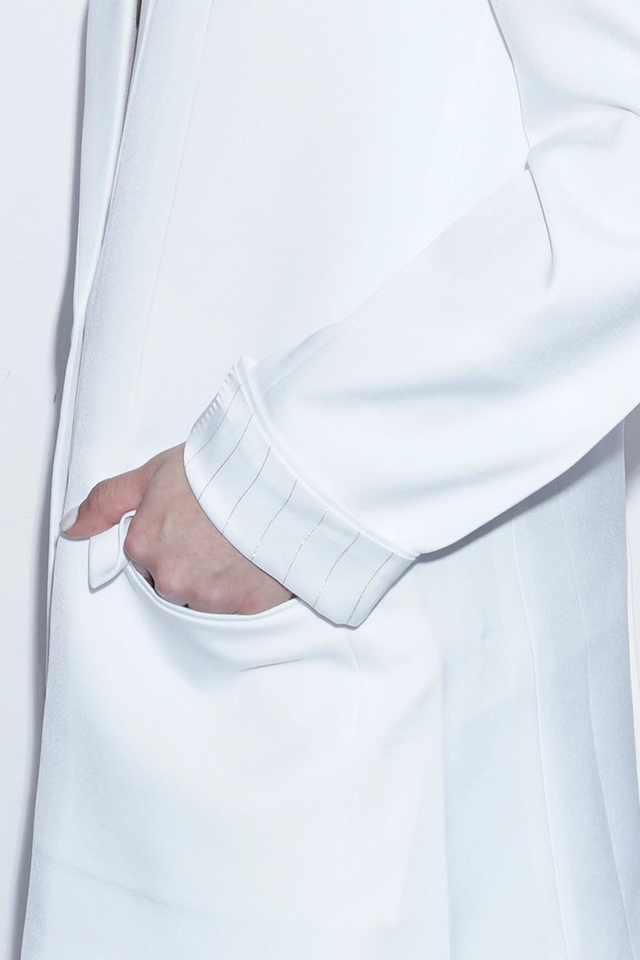 Tailored White Blazer with Cuff Detail