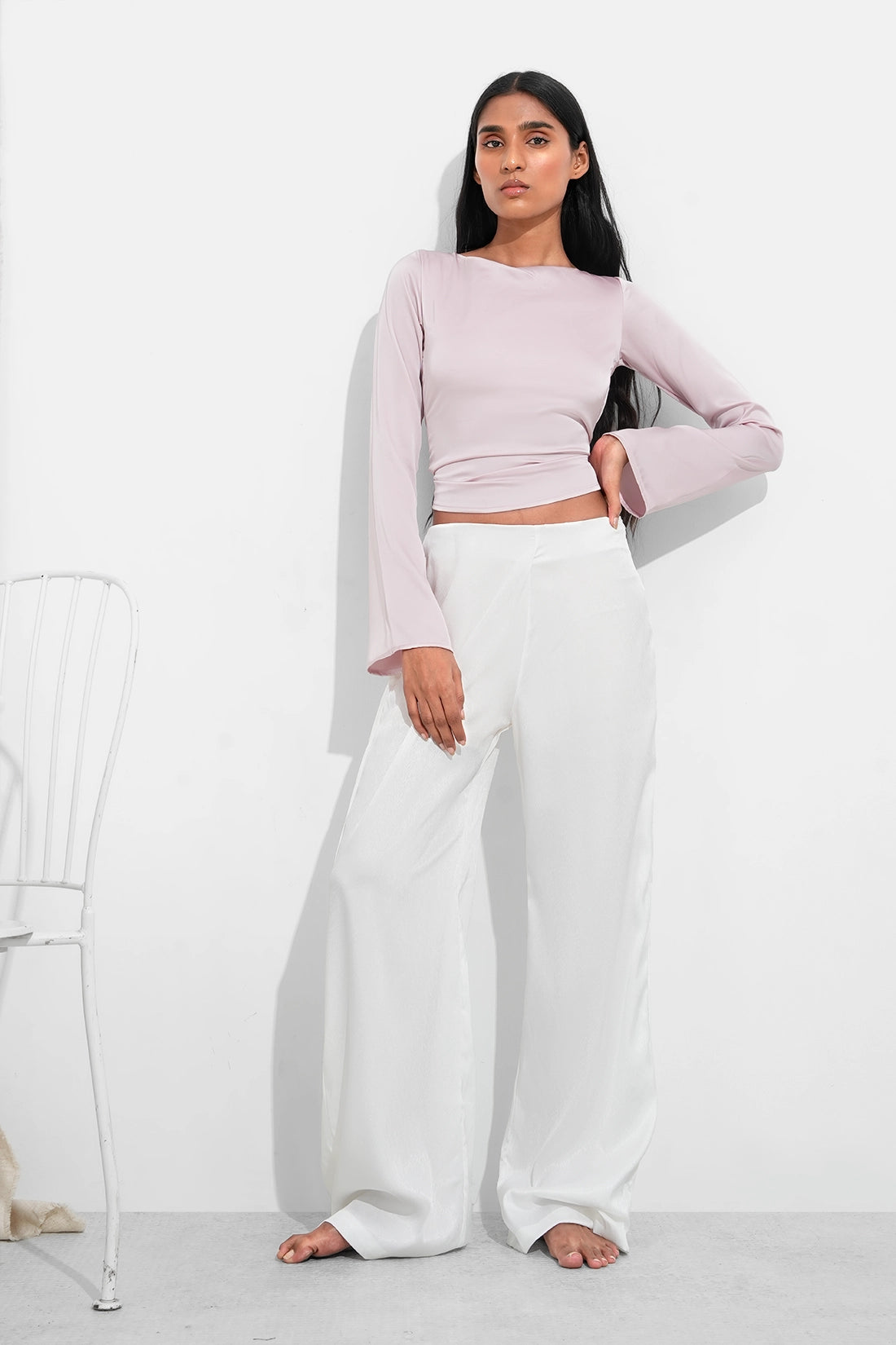 Pink Open Back Satin Tie Top