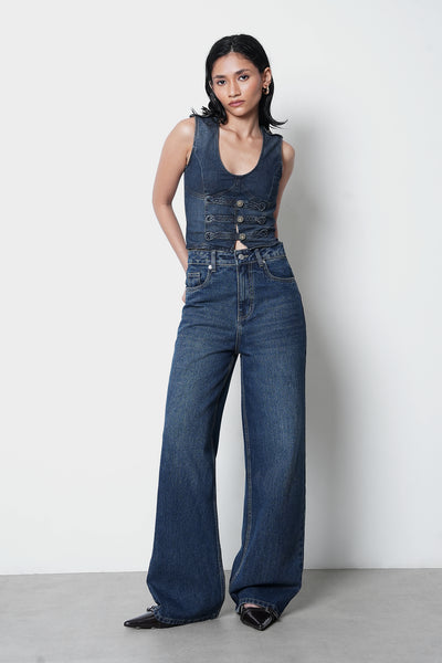 Vintage Wash Straight Fit Jeans