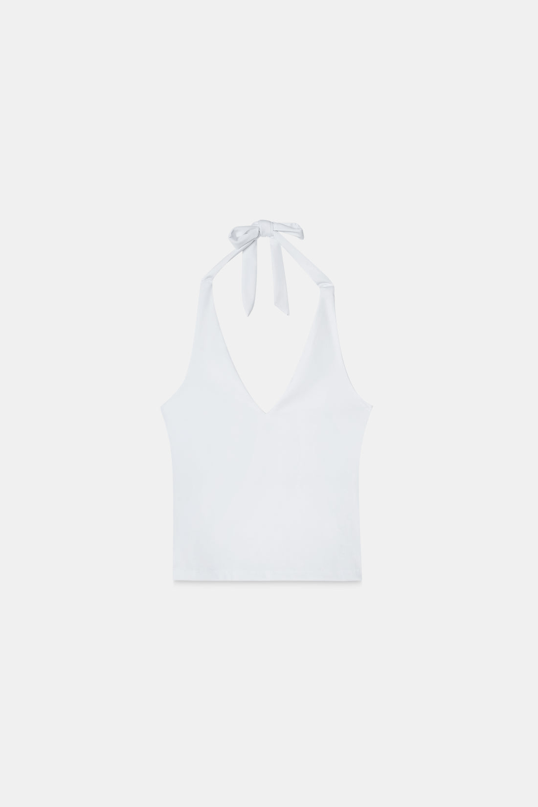 White Halter-Neck Polyamide Top