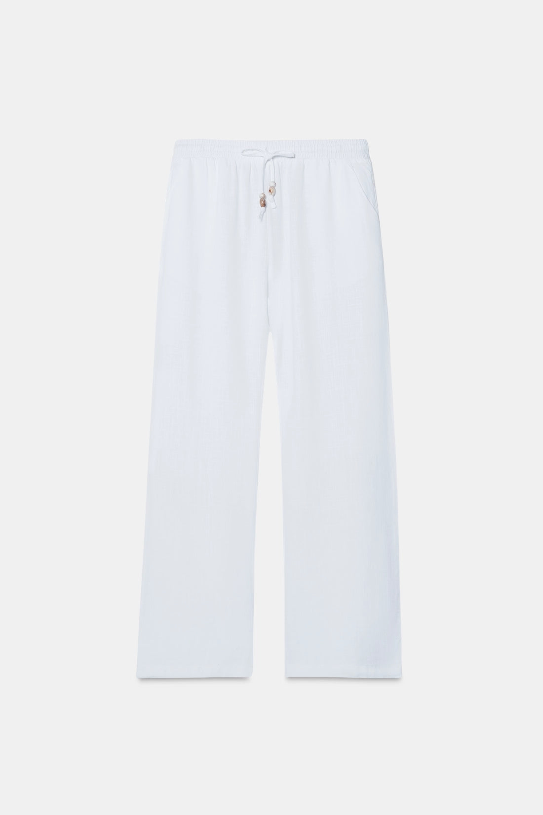White Linen Drawstring Pants