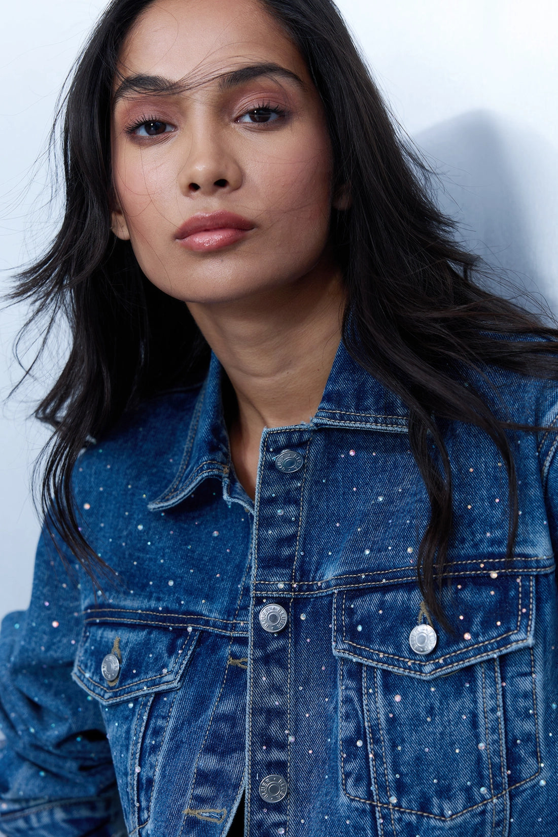 Studded Denim Jacket - Blue